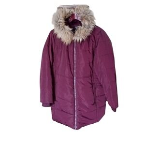 Torrid Burgundy Faux Fur Lined Puffer Parka Jacket Water Resistant Womens 3